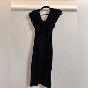 Eliza J black bodycon midi dress - can be worn off the shoulder